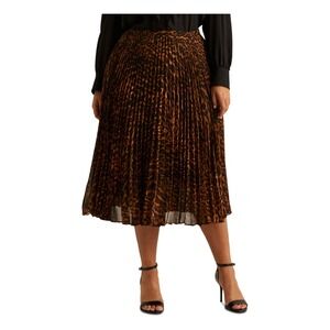 Lauren Ralph Lauren Animal Print‎ Pleated Midi Skirt Size 20W 20 NEW $165